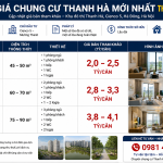 bảng giá chung cư thanh hà mới nhất