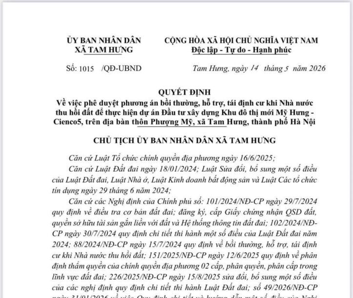 Đền Bù Khu Đô Thị Mỹ Hưng Cienco5