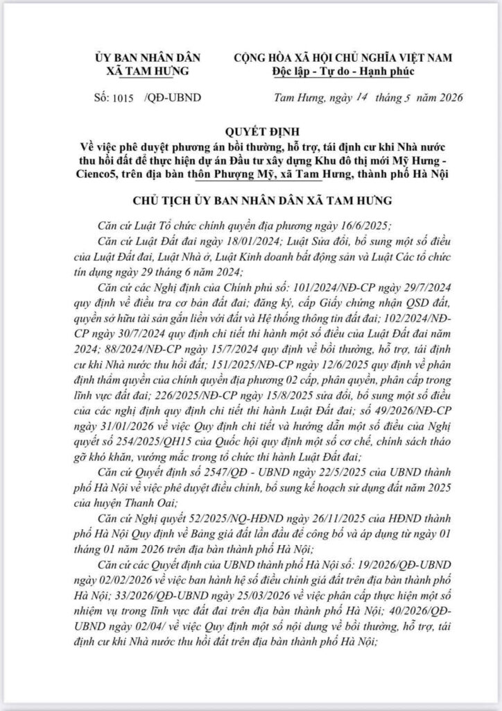 Đền Bù Khu Đô Thị Mỹ Hưng Cienco5